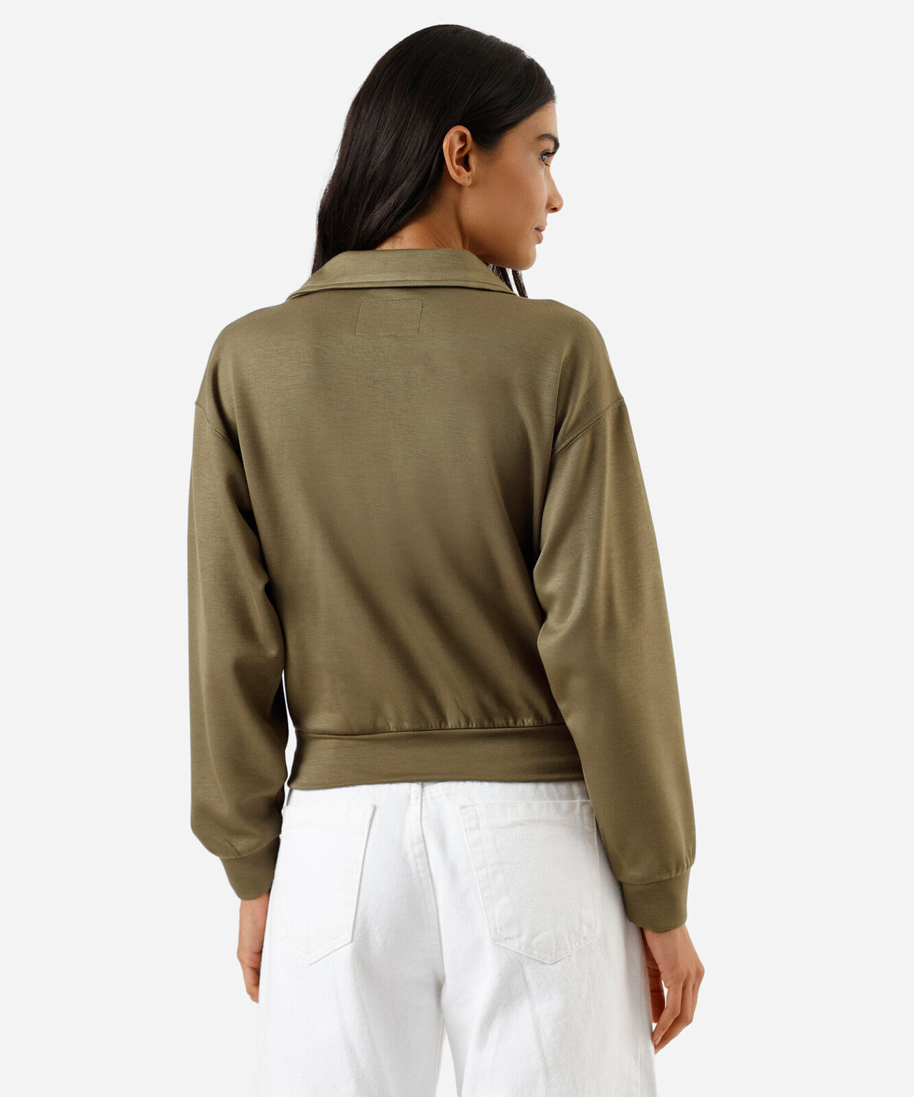 blusão feminino de moletom com gola verde