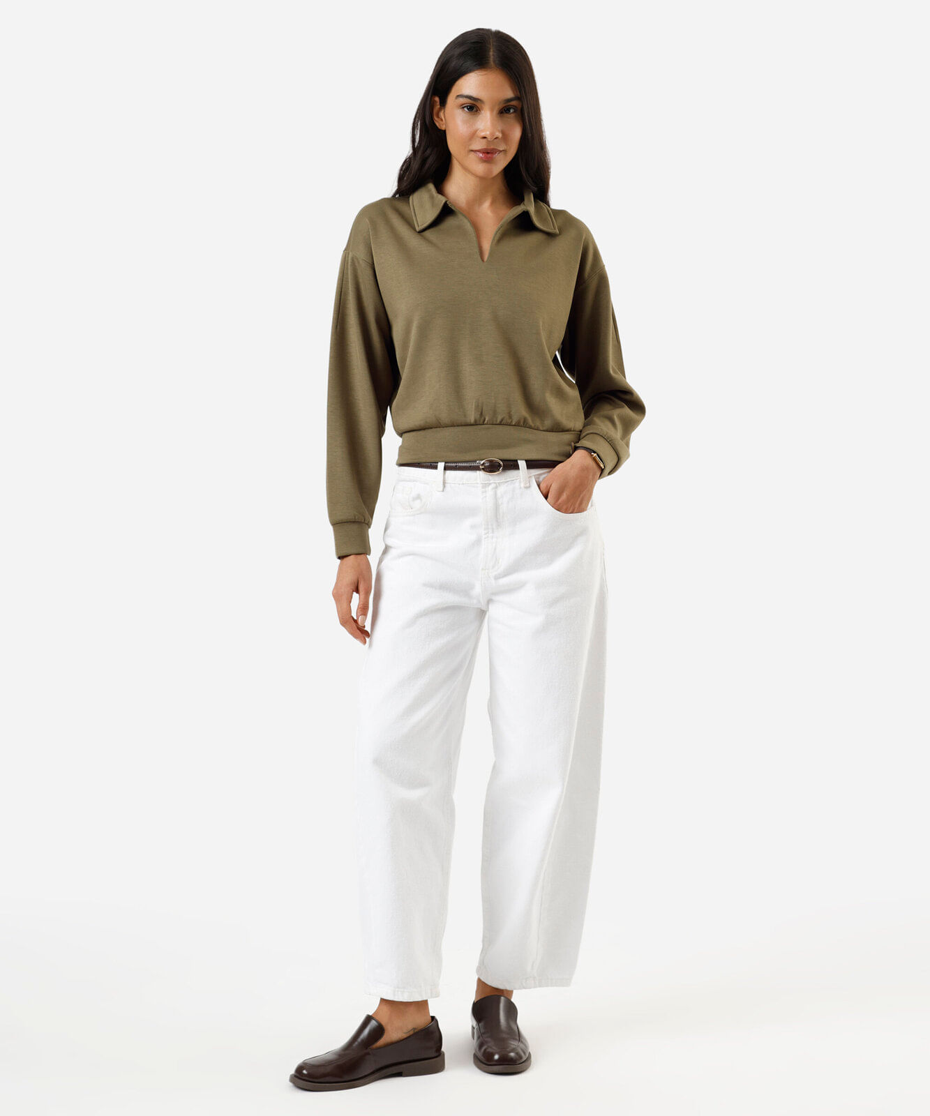 blusão feminino de moletom com gola verde