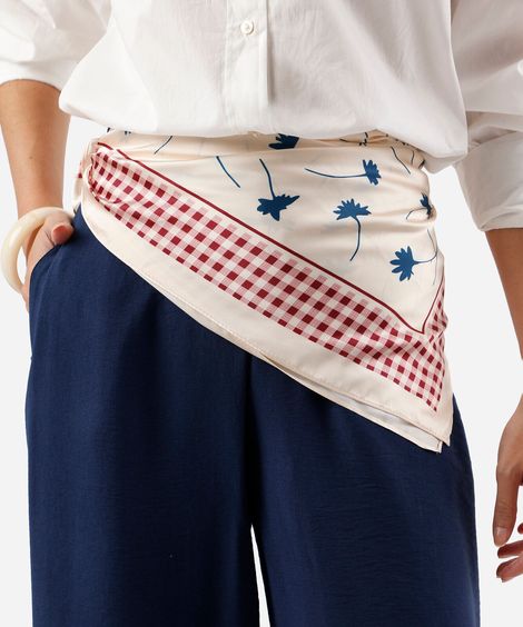 lenço quadrado floral vichy colorido