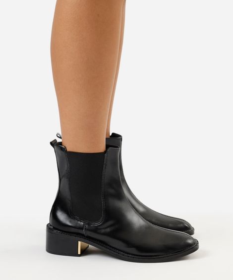 bota chelsea cano médio salto grosso preta