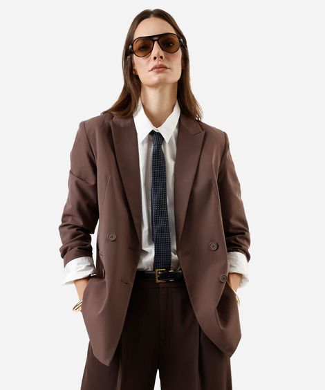 blazer feminino de alfaiataria marrom