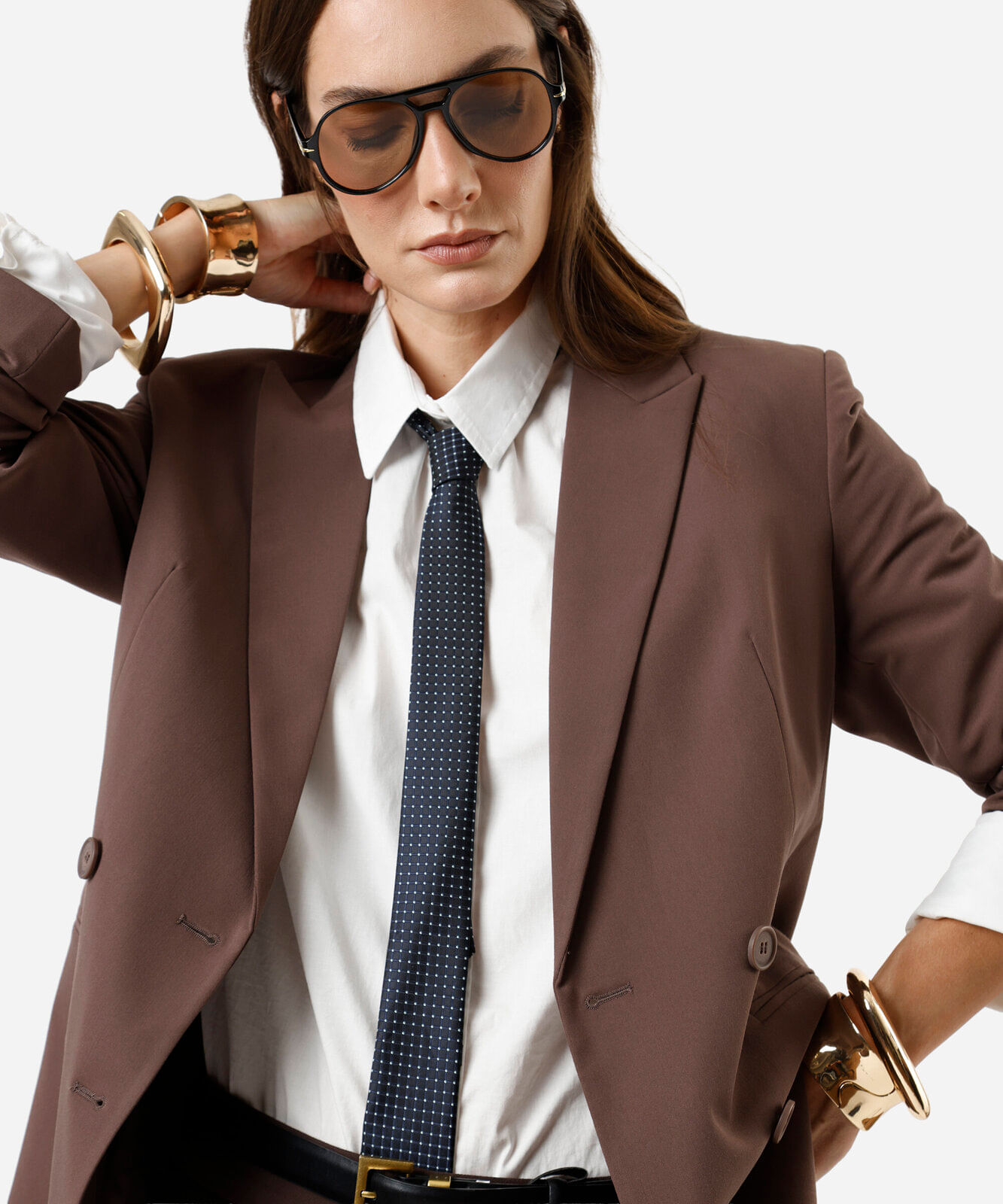 blazer feminino de alfaiataria marrom