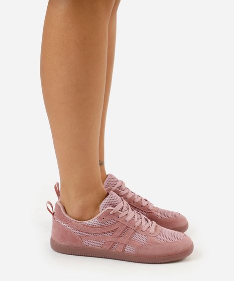 tênis casual feminino texturizado rosa