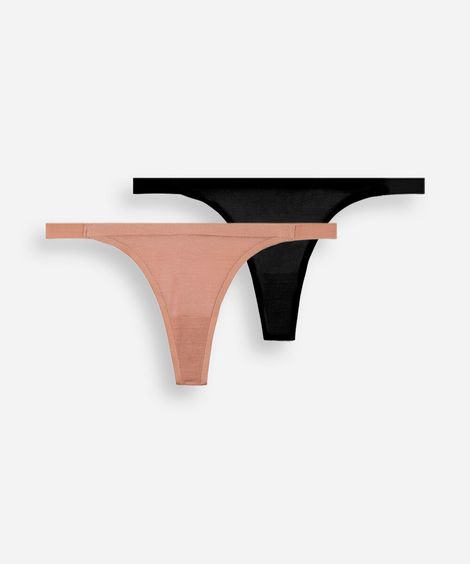 kit de 2 calcinhas string fio dental de poliamida colorido