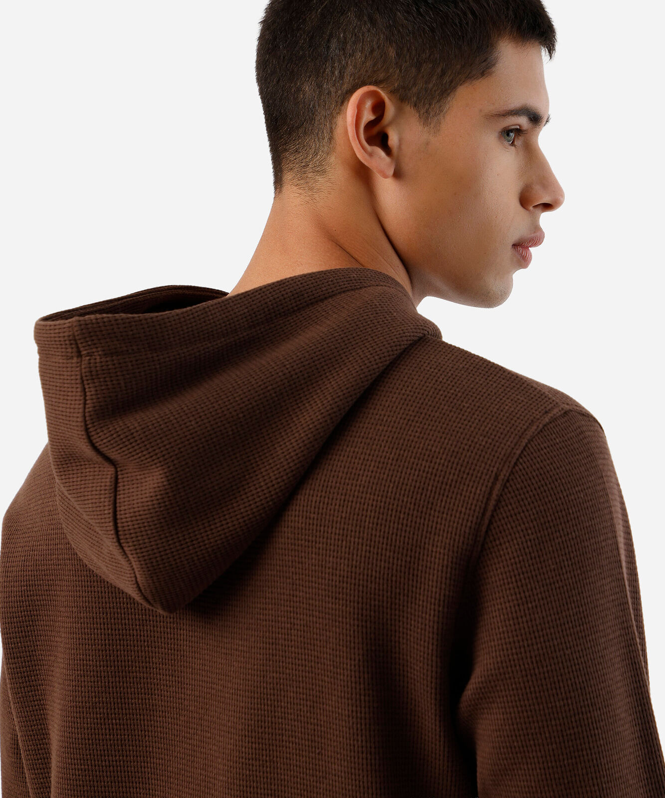 blusa masculina com capuz texturizada marrom