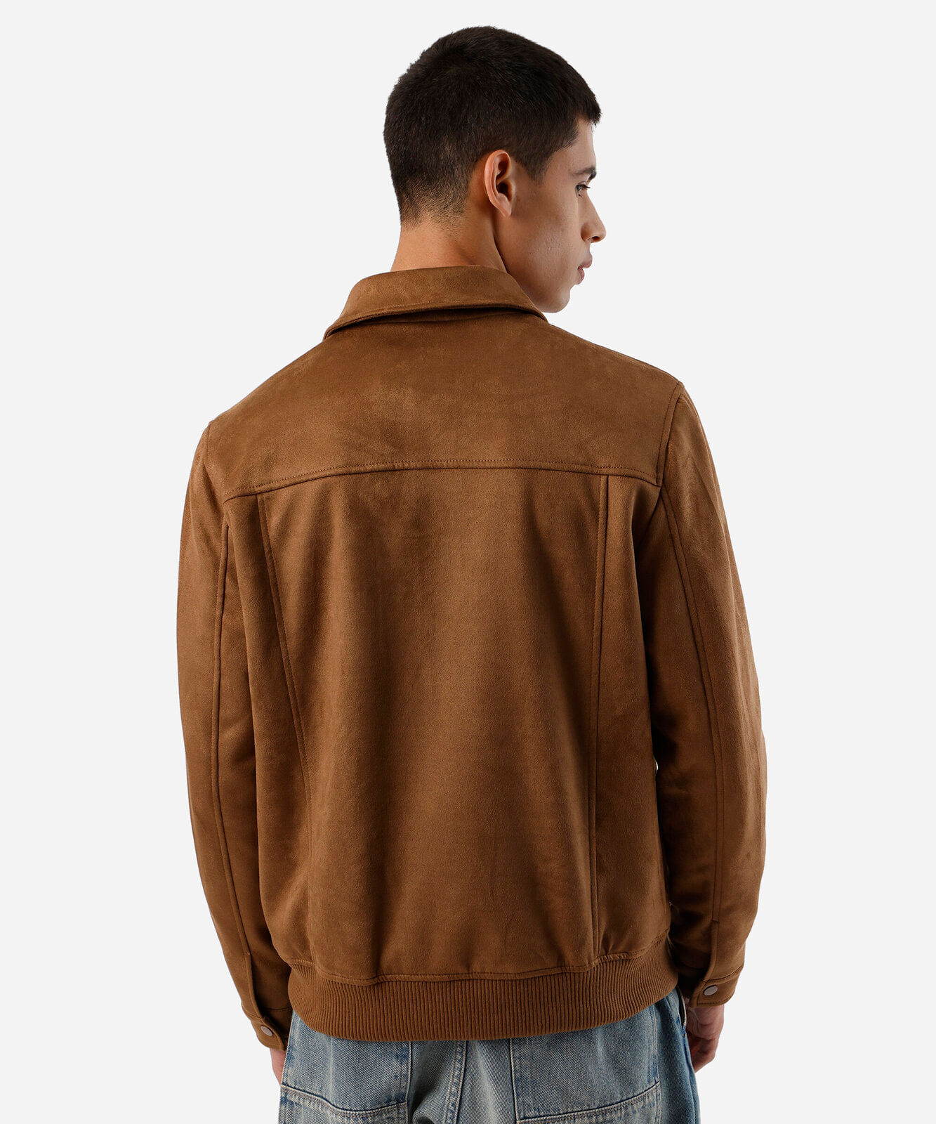 jaqueta bomber masculina de suede marrom
