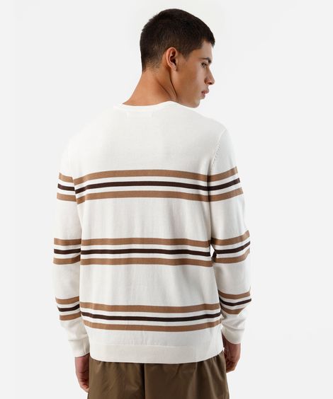 suéter masculino de tricot listrado off white