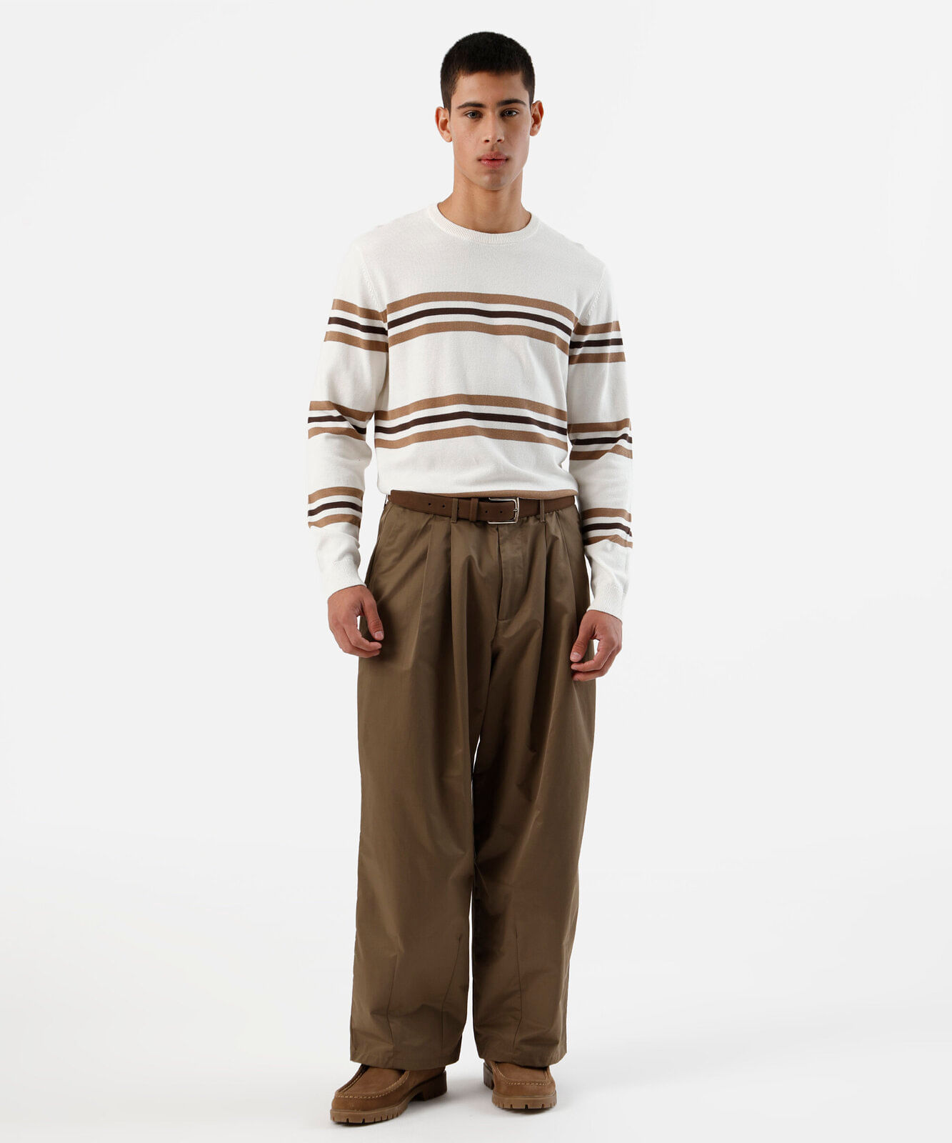 suéter masculino de tricot listrado off white
