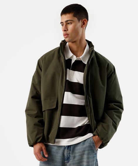 jaqueta masculina gola alta verde