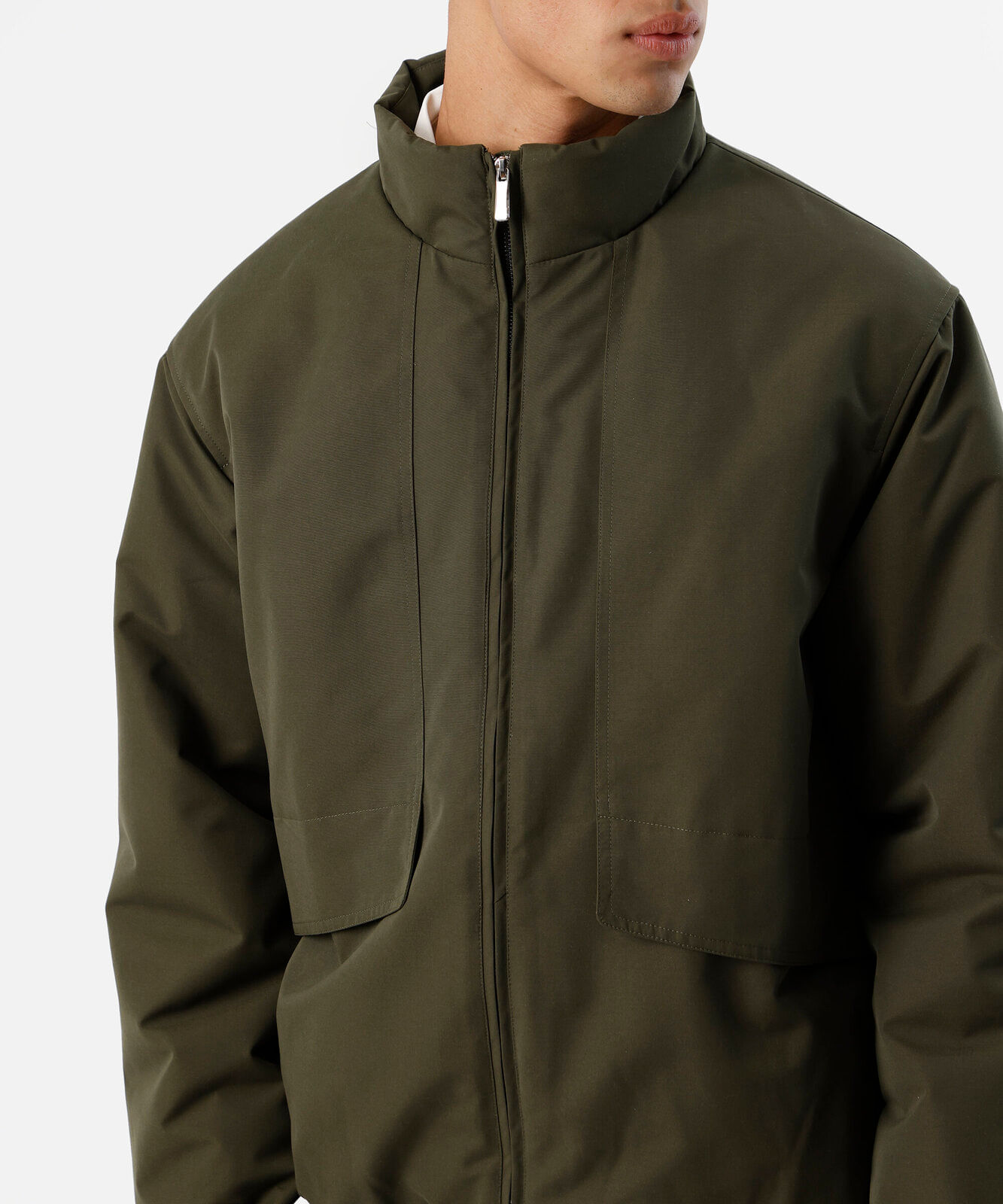 jaqueta masculina gola alta verde