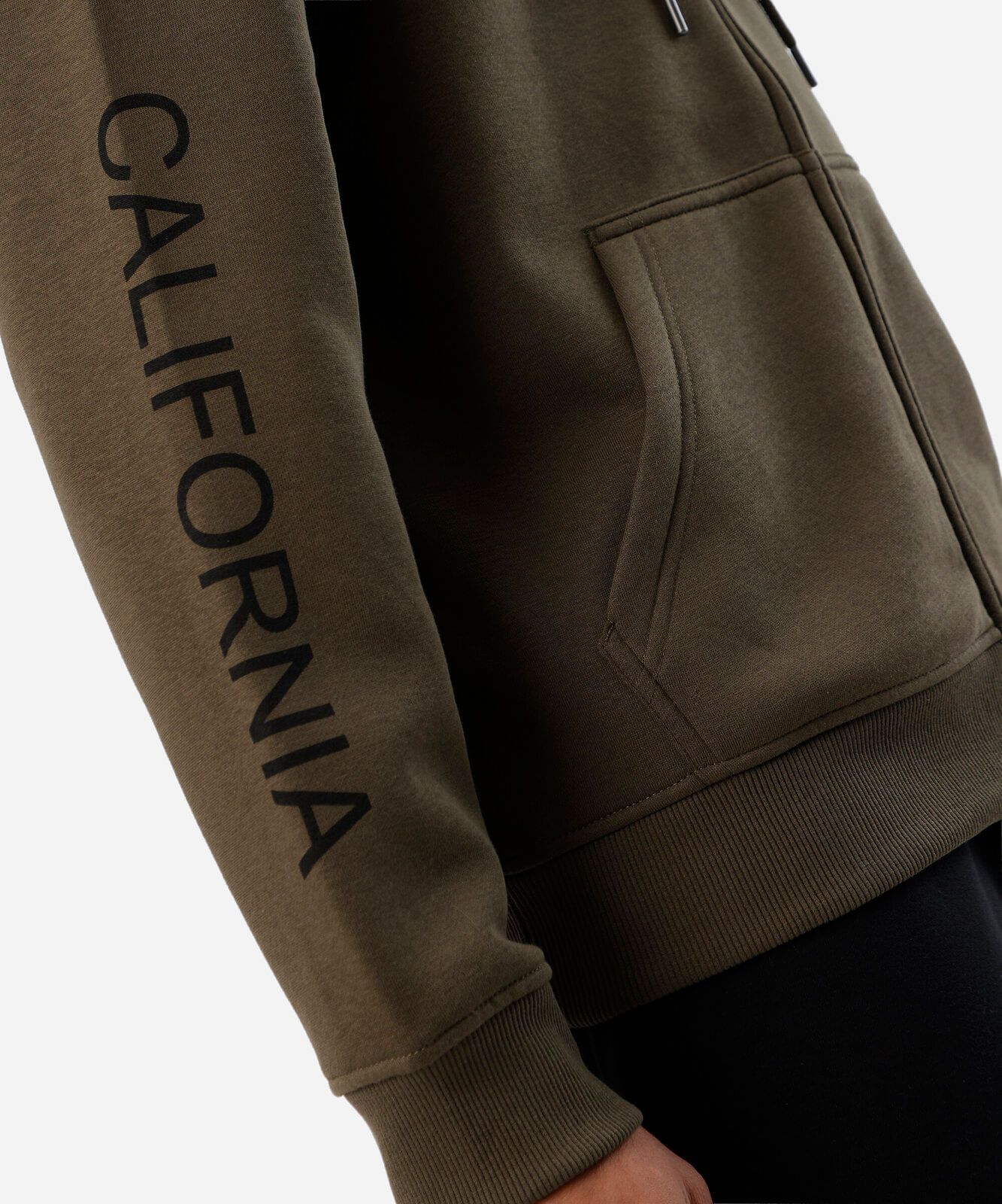 blusão masculino de moletom com capuz e zíper estampado verde