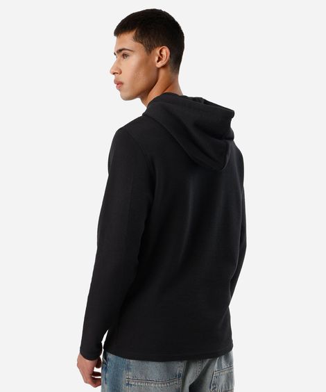 blusa masculina com capuz texturizada preta