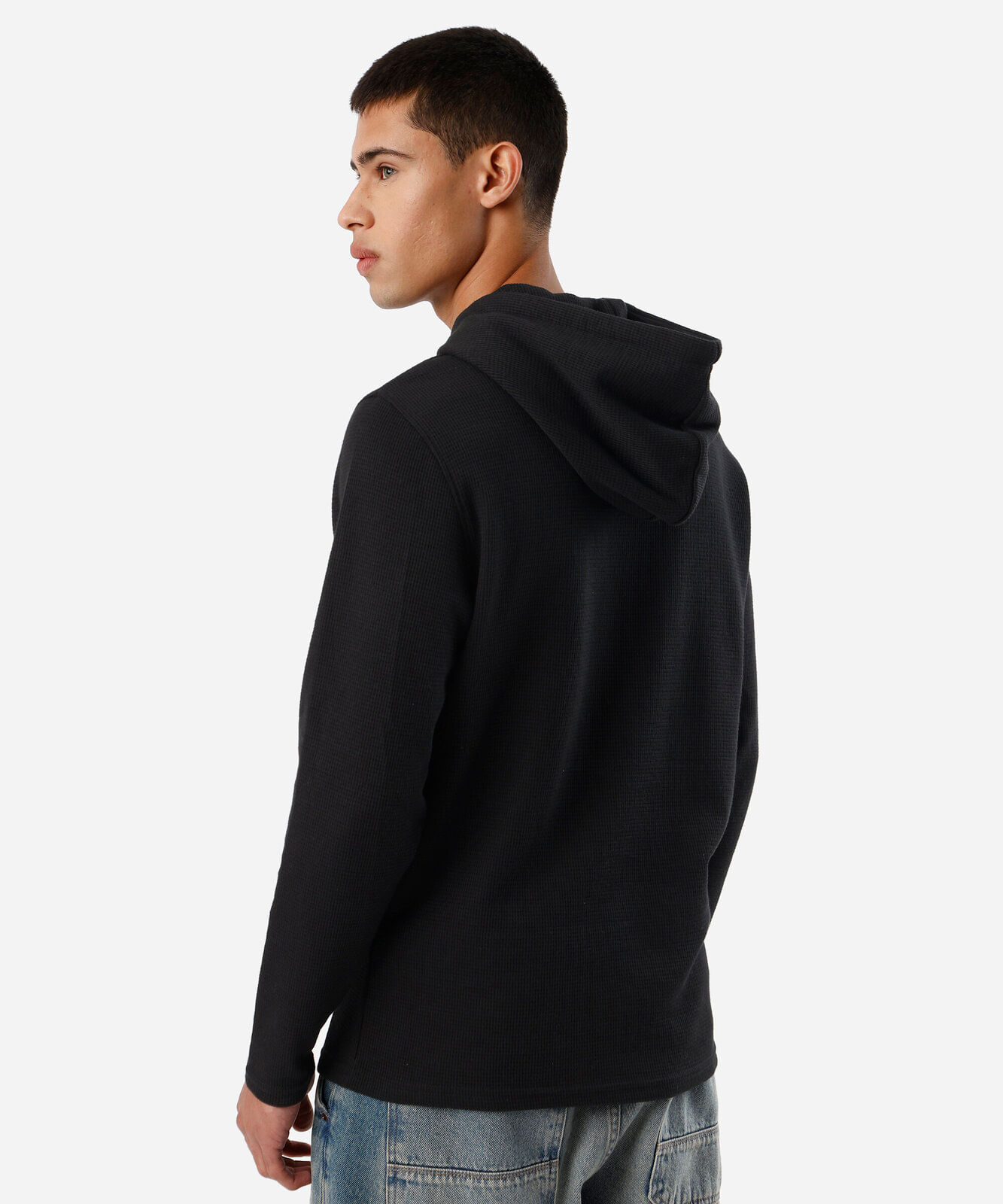blusa masculina com capuz texturizada preta