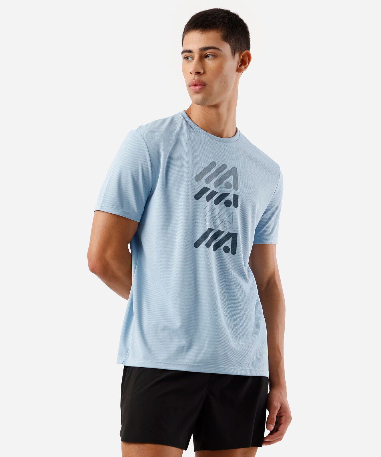 camiseta esportiva masculina manga curta - azul nuvem