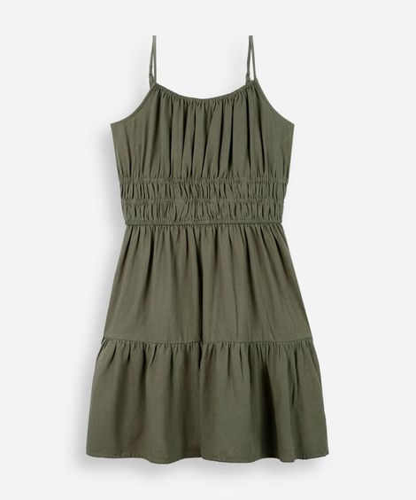 vestido curto juvenil com alças finas verde