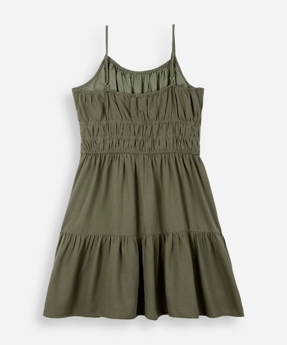 vestido curto juvenil com alças finas verde