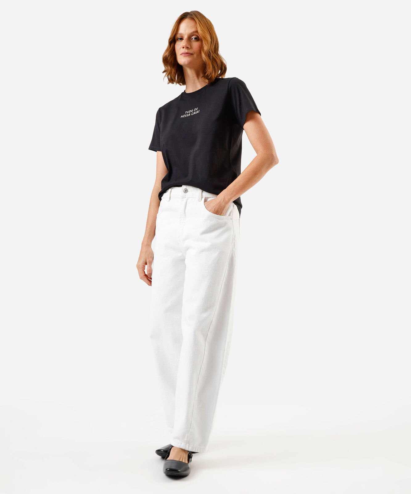 camiseta feminina de algodão manga curta estampada preta
