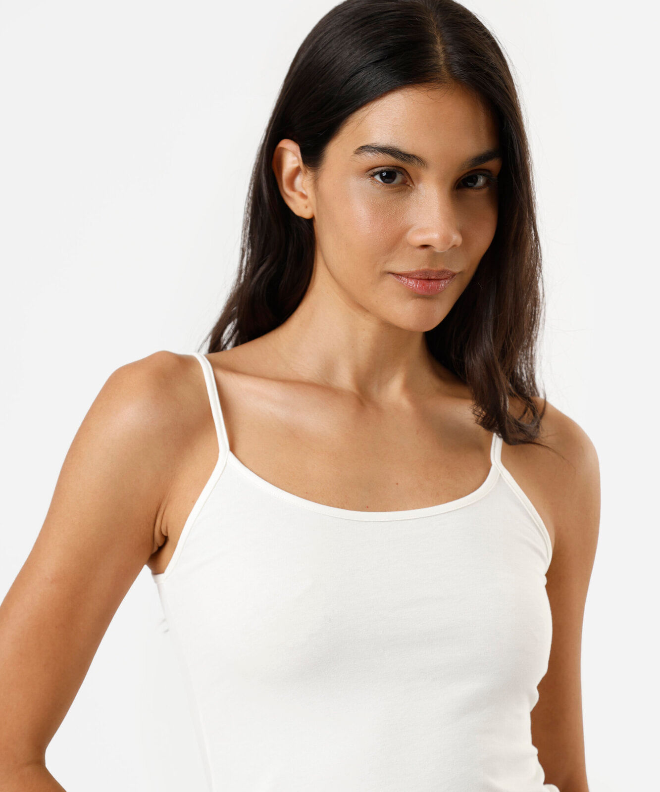 regata básica de algodão alça fina off white