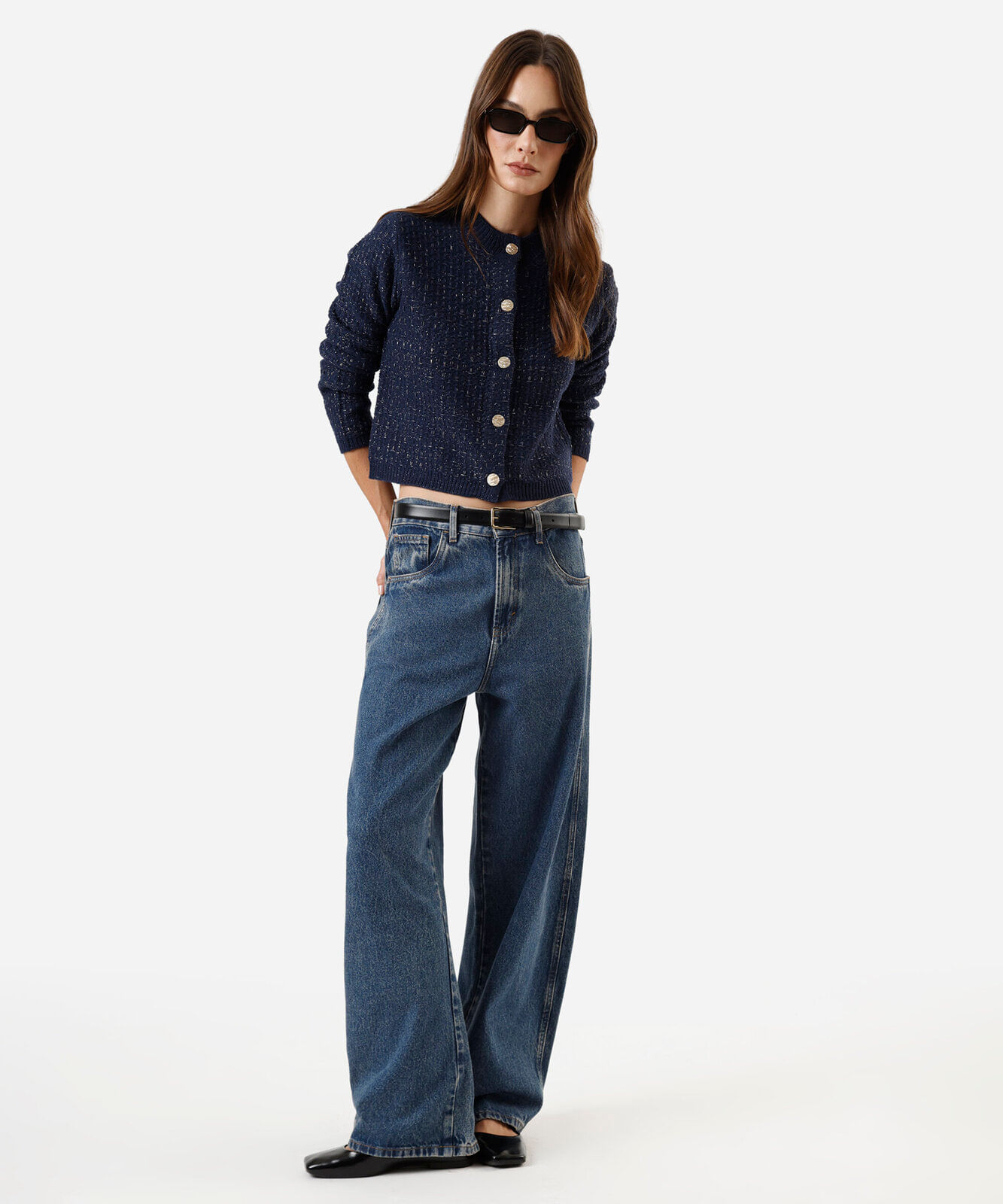 casaco feminino de tweed xadrez azul