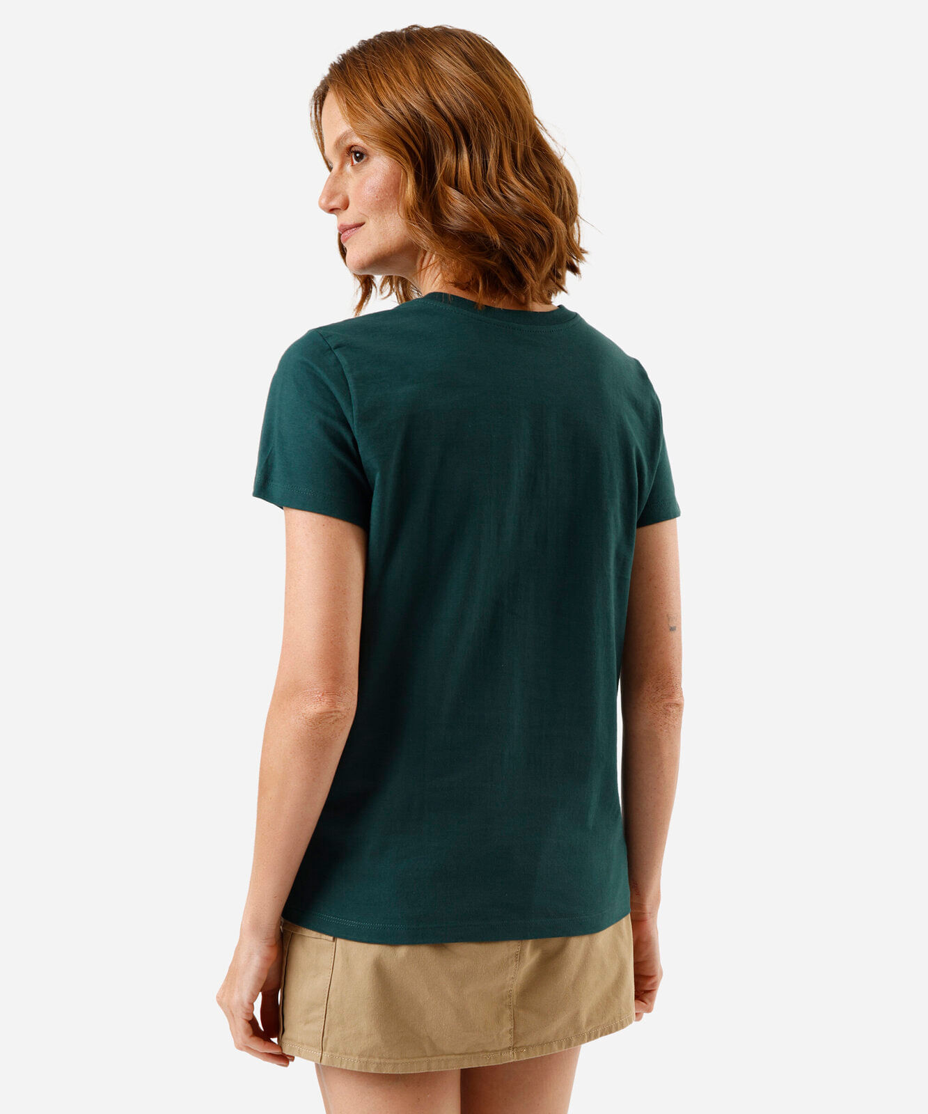 camiseta feminina de algodão manga curta estampada verde
