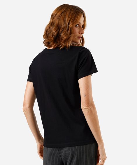 camiseta feminina de algodão treinar fofo preto
