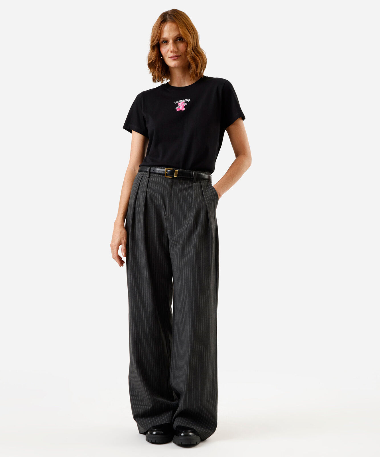 camiseta feminina de algodão treinar fofo preto