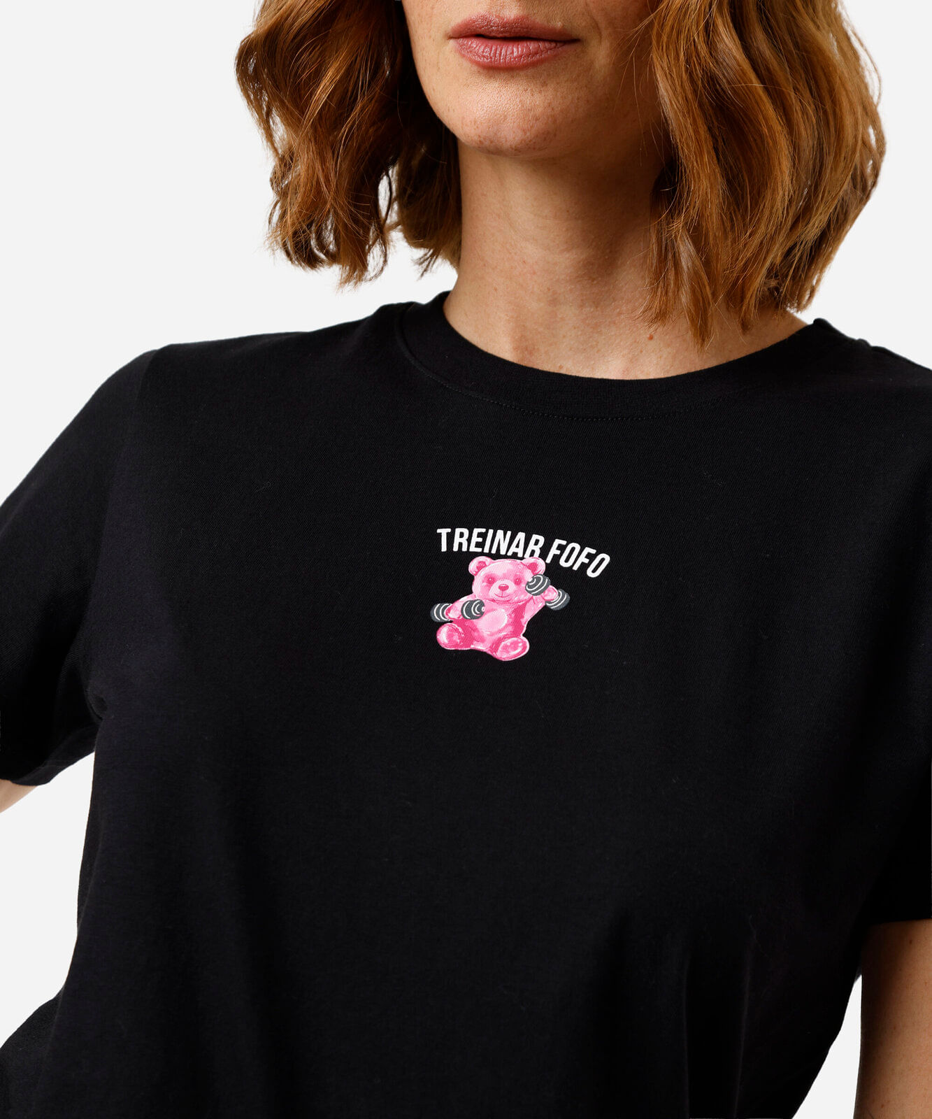 camiseta feminina de algodão treinar fofo preto