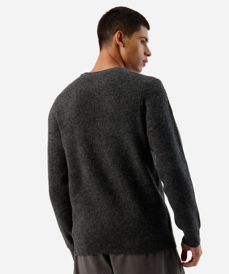 suéter masculino de tricot canelado cinza