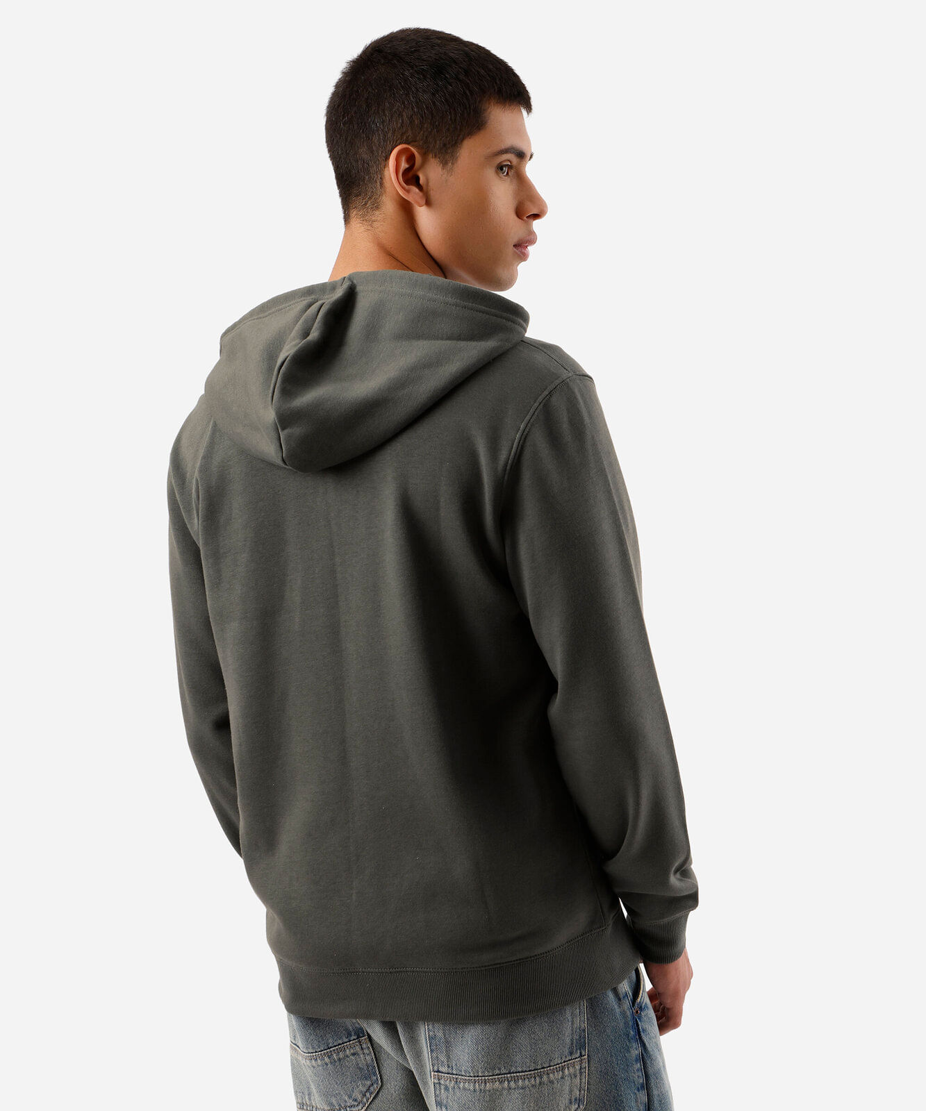 blusão básico masculino de moletom com capuz verde