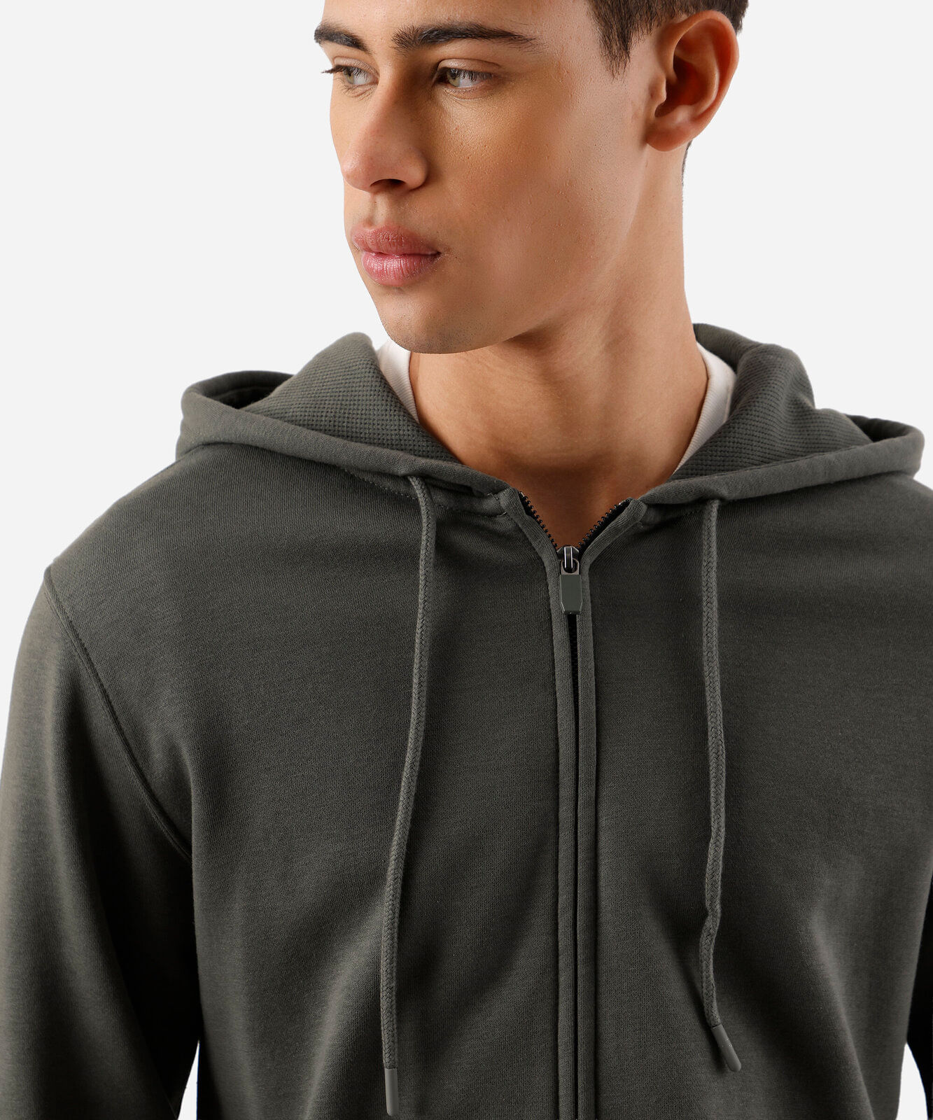 blusão básico masculino de moletom com capuz verde