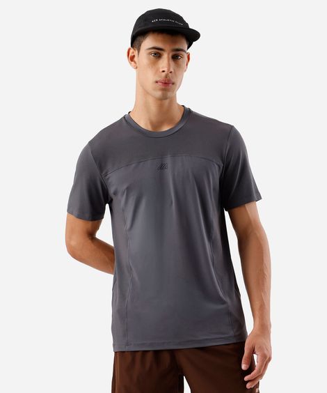 camiseta slim masculina manga curta com recortes cea sports cinza
