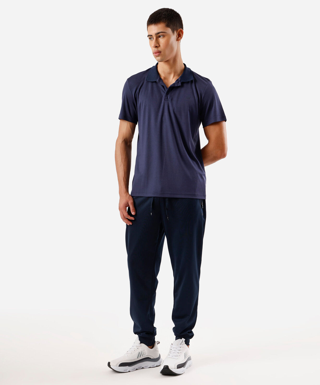 polo esportiva masculina texturizada azul