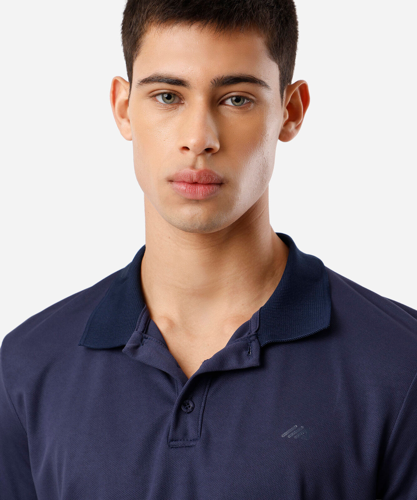 polo esportiva masculina texturizada azul