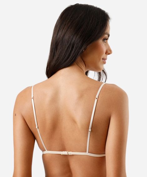 sutiã triângulo feminino de renda floral bege