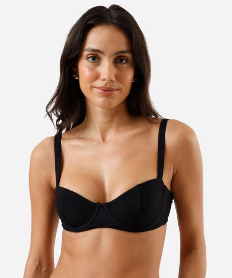 biquíni top meia taça canelado preto