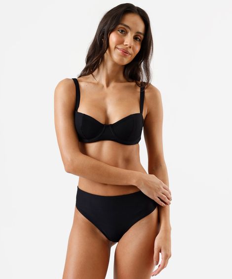 biquíni calcinha hot pant feminino canelado preto
