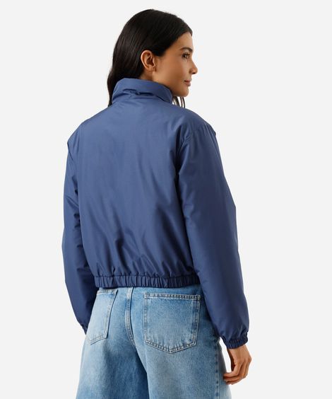 jaqueta puffer feminina gola alta azul