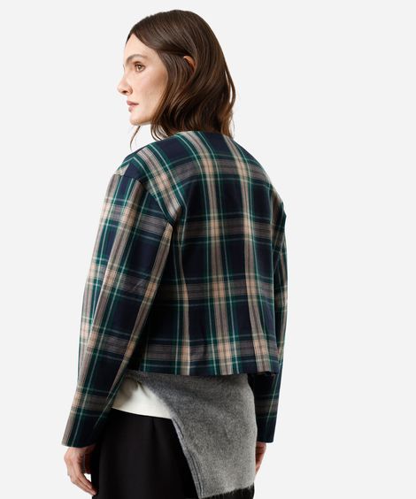 jaqueta feminina xadrez azul