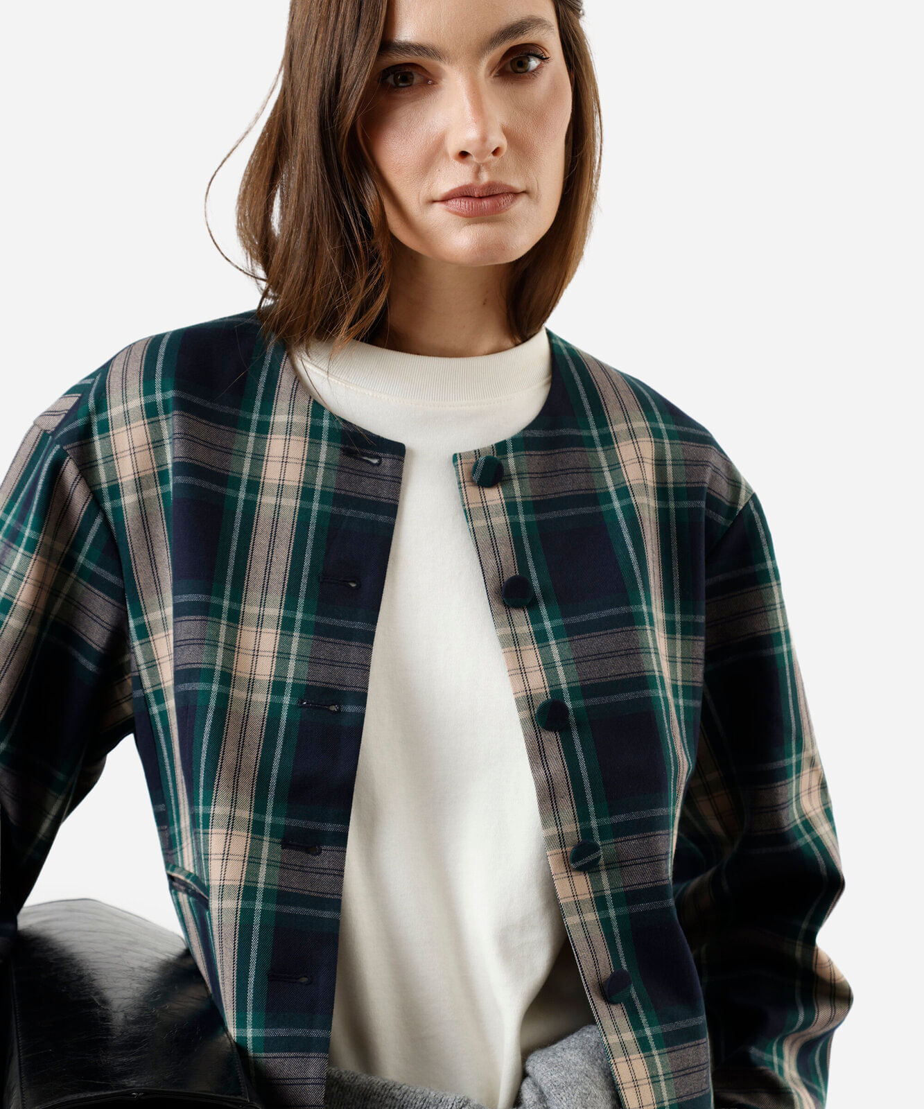 jaqueta feminina xadrez azul
