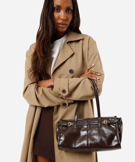 bolsa shoulder fivelas marrom