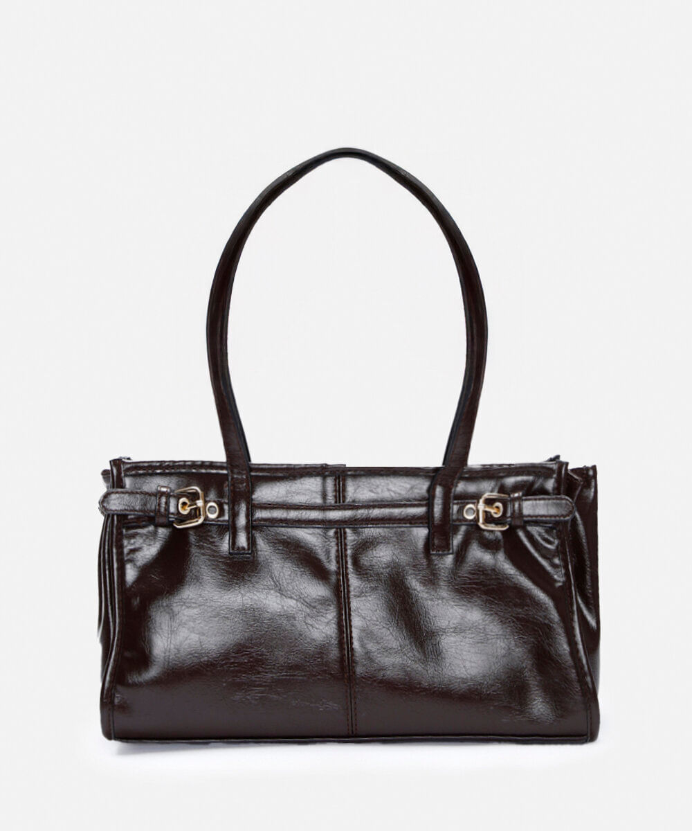 bolsa shoulder fivelas marrom