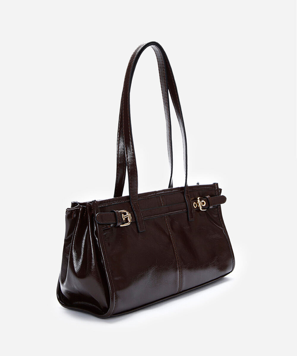bolsa shoulder fivelas marrom