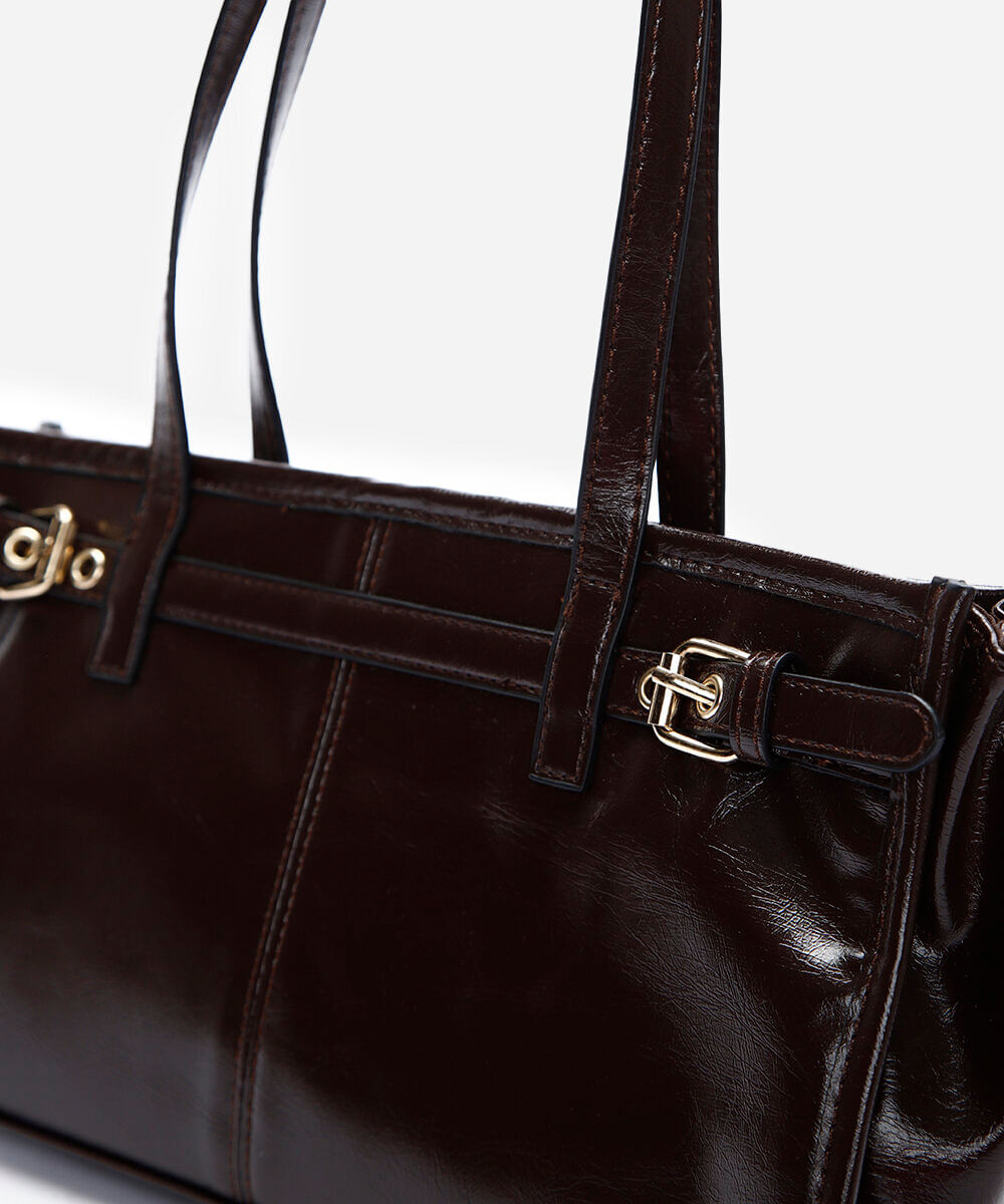 bolsa shoulder fivelas marrom