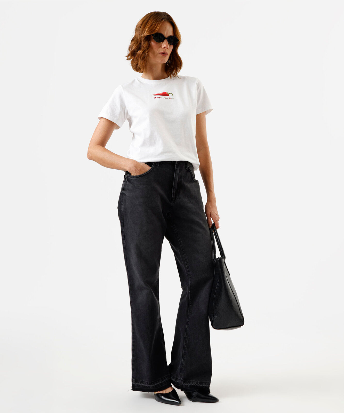 camiseta feminina de algodão manga curta estampada off white