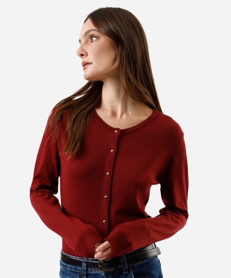 cardigan feminino de tricot vinho