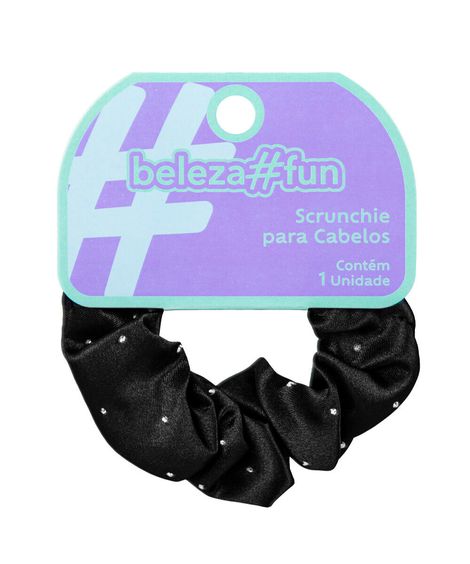 elástico de cabelo scrunchie com strass preto