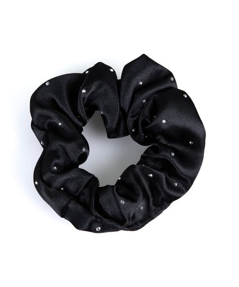 elástico de cabelo scrunchie com strass preto