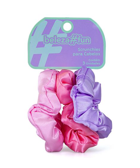 kit de elásticos para cabelo rosa e lilás com 3 unidades colorido