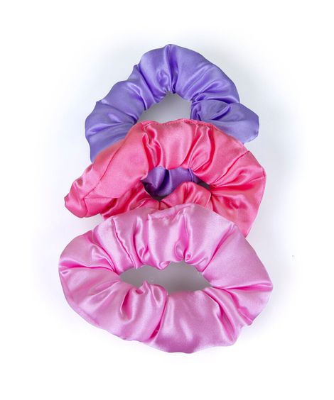 kit de elásticos para cabelo rosa e lilás com 3 unidades colorido