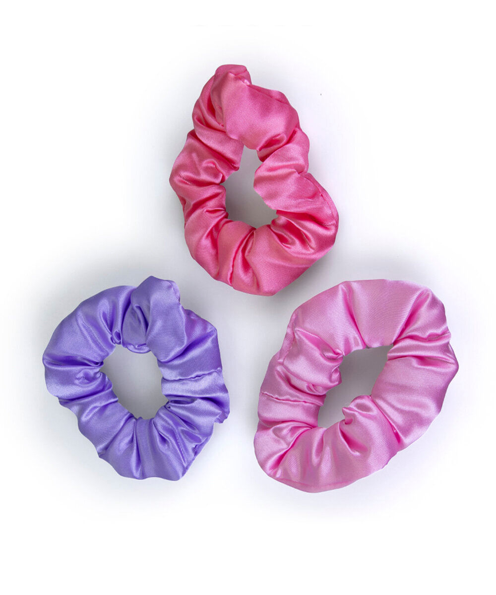 kit de elásticos para cabelo rosa e lilás com 3 unidades colorido